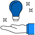 手のひらで電球がピカピカアイコン