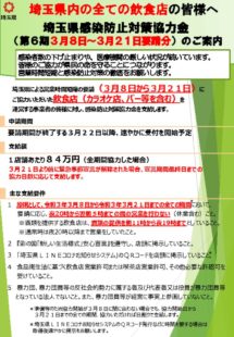 埼玉県感染防止対策協力金（第６期）についてのサムネイル